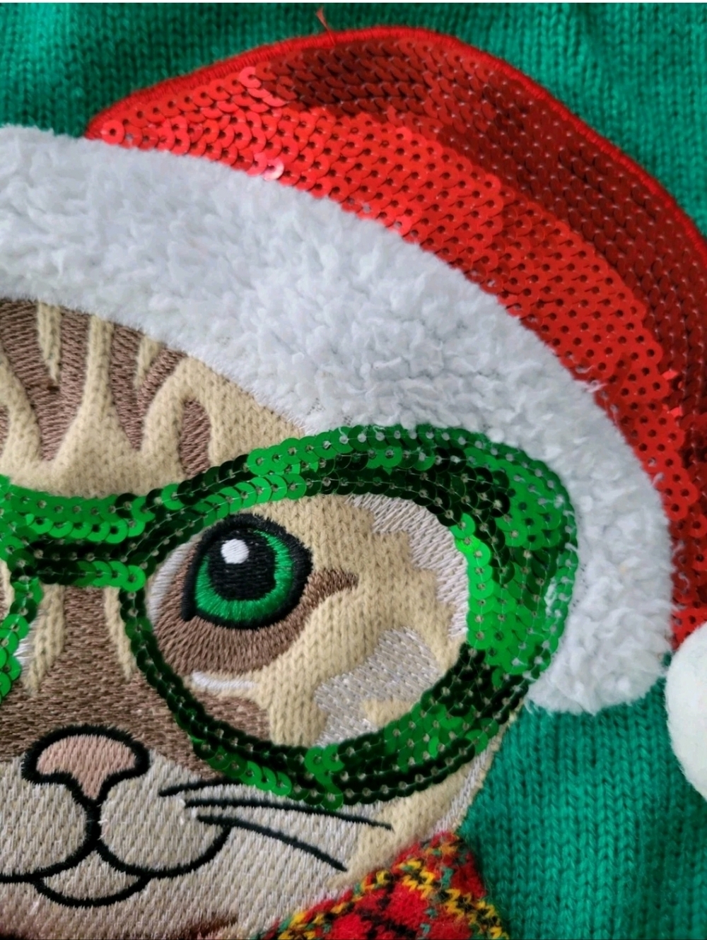 United States Sweaters Sophisticated Kitty Cat Ugly Christmas Meowy Sequins XL - Picture 5 of 10